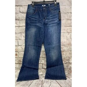 Fashion Bug Womens Bootcut Jeans Blue Vintage Embellished Pockets Size 12 32x32